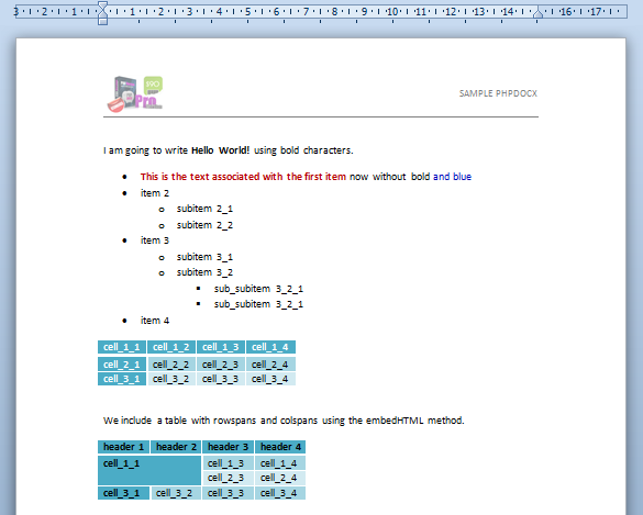 Phpword Chart